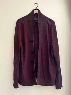 Express Wine/Burgundy Shawl-Collar Toggle Cardigan size Large